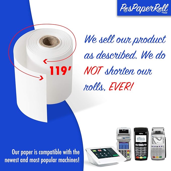 50 First Data 3 1/8 X 119 Thermal Credit Card Paper Rolls - Image 3