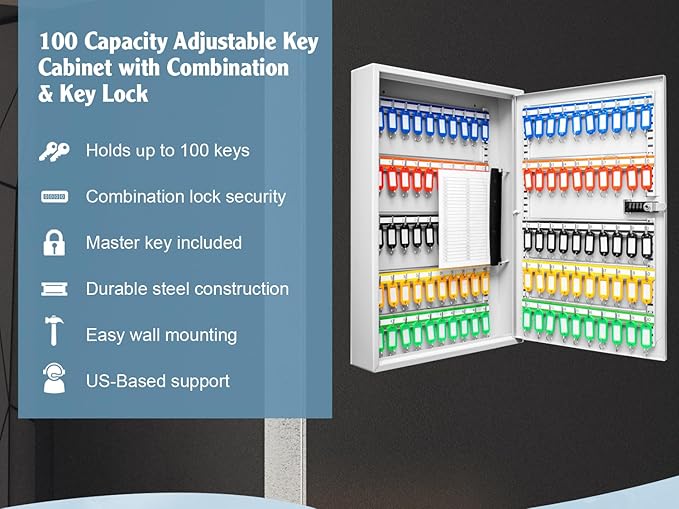 Barska 100 Position Combination Key Lock Box – Wall Mount Steel Key Cabinet - Image 4