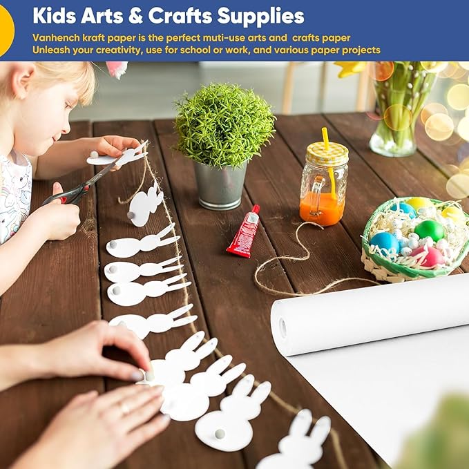 Vanhench White Wrapping Paper Roll 39"×1200", Bulletin Board Paper, Arts & - Image 6