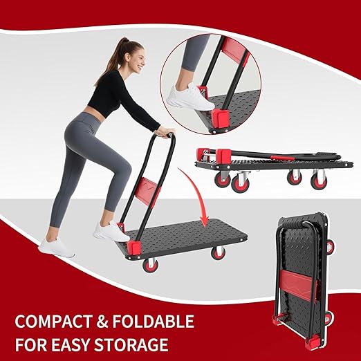 Foldable Platform Push Cart Dolly – 330lbs Heavy Duty Flat Bed Cart - Image 7
