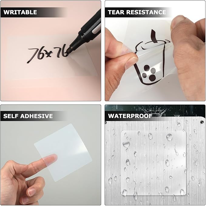Clear Thermal Labels Vinyl 3 × 3 Inch Self-Adhesive Rectangle Stickers Roll - Image 7