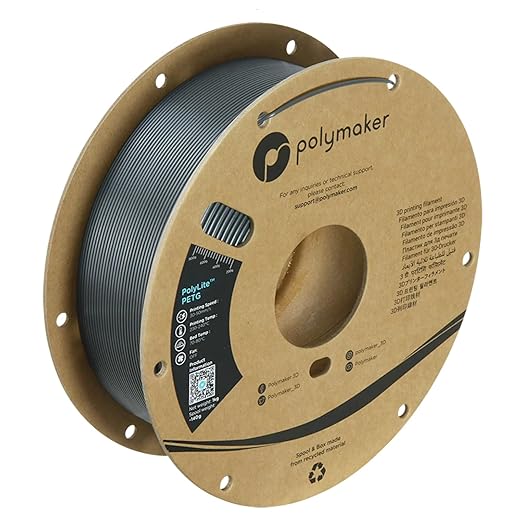 Polymaker PolyLite Dark Grey 3D Printer PETG Filament 1.75mm 1kg, Legacy PETG by Polymaker