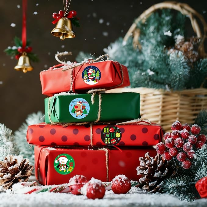 SHYGO® 1“ Christmas Envelope Seal Stickers Embossed Foil, Merry Christmas - Image 5