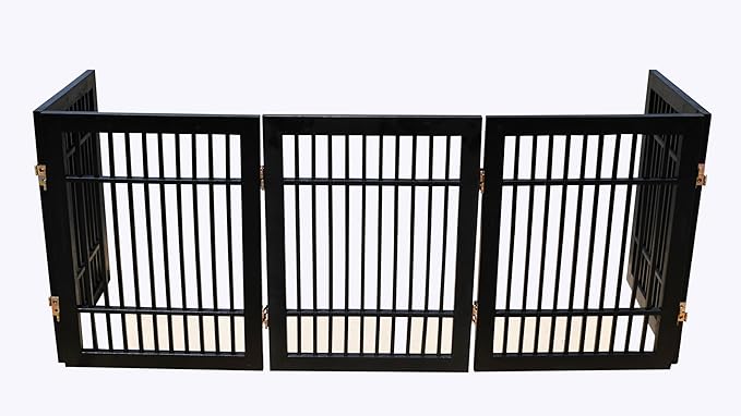 Pet Dog Gate Strong and Durable Freestanding Folding Acacia Hardwood Portable - Image 6