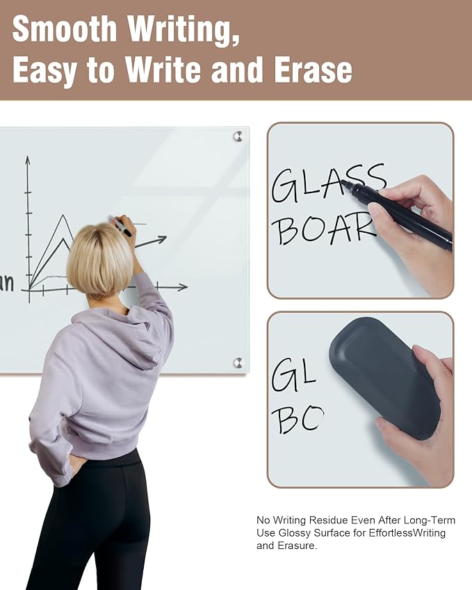 Mifuro Magnetic Glass Whiteboard，72"x48" Wall Mounted Frameless Dry Erase Board - Image 4