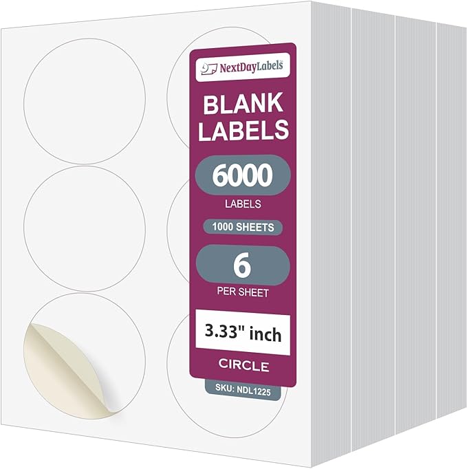 NextDayLabels 3.33 Inch Round Labels by NextDayLabels