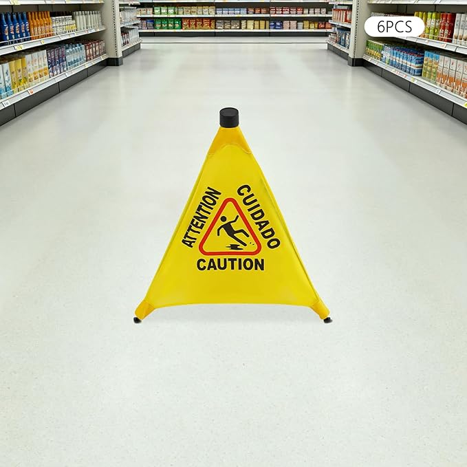 6 Pcs Pop up Wet Floor Sign, 20 Inch Slippery When Wet Sign - Image 2