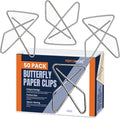 Performore Butterfly Paper Clips | 1.4mm Thick | 1.6 x 1.2 Inch | 50-Pack | by RingBinder