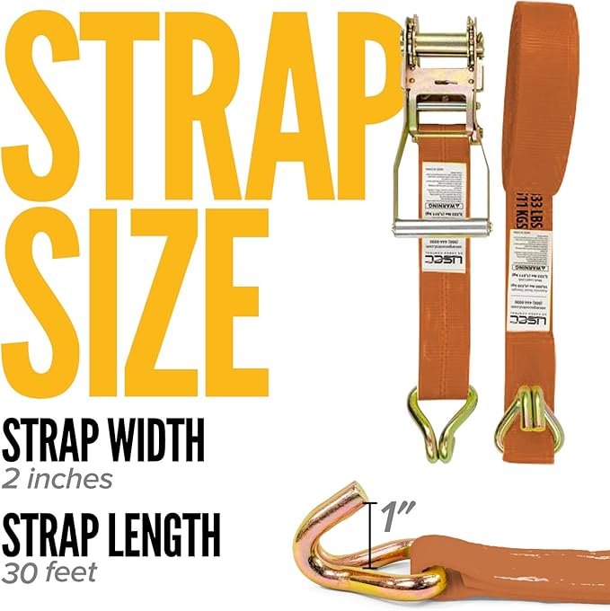 US Cargo Control Wire Hook Ratchet Straps 2 Inch x 30 Foot, 000 LBS Break - Image 3