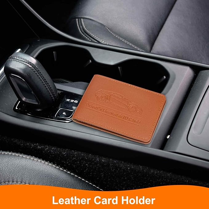 HARFINGTON Car Registration and Insurance Holder PU Leather Vehicle Glove Box - Image 5