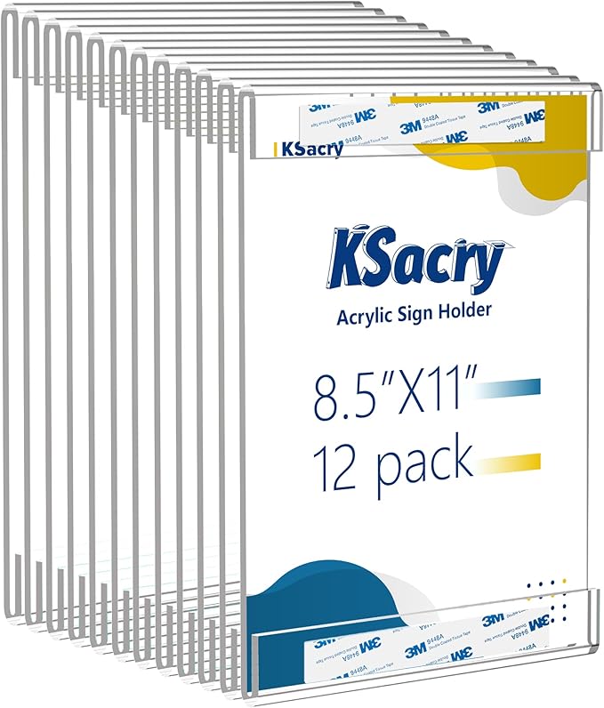 KSacry 12 Pcs Acrylic Sign Holder 8.5 x 11, Vertical Wall Mount Sign Holders by KSacry