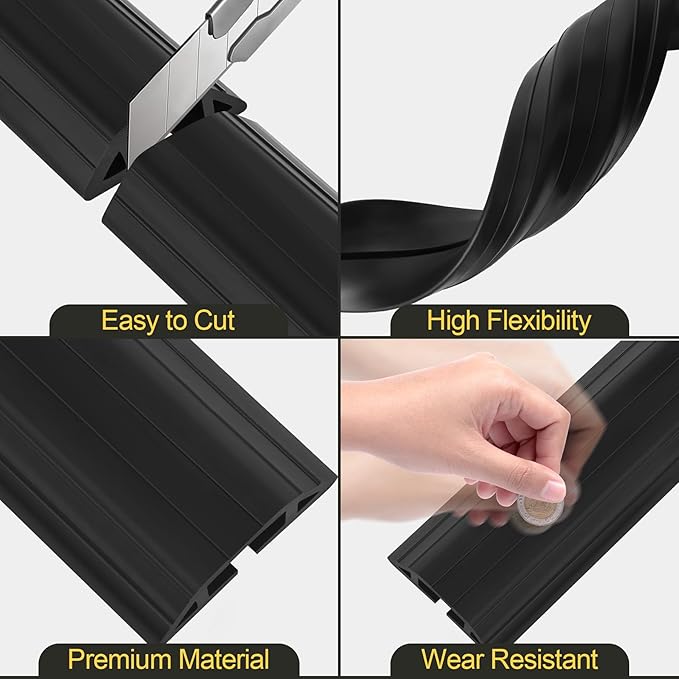 MYFAMIREA 4FT Floor Cord Cover Heavy Duty Cable Cover Protector - Image 4