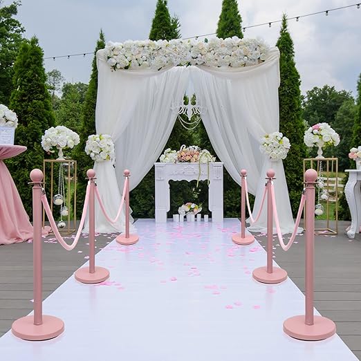 Ferraycle 4 Pcs Stainless Steel Stanchions Post Queue 38 Inch, 5 ft Velvet - Image 7
