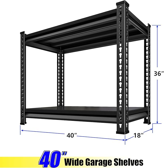 40" W Garage Shelving Heavy Duty, 900 Lbs Loads Garage Storage Shelves Heavy - Image 3
