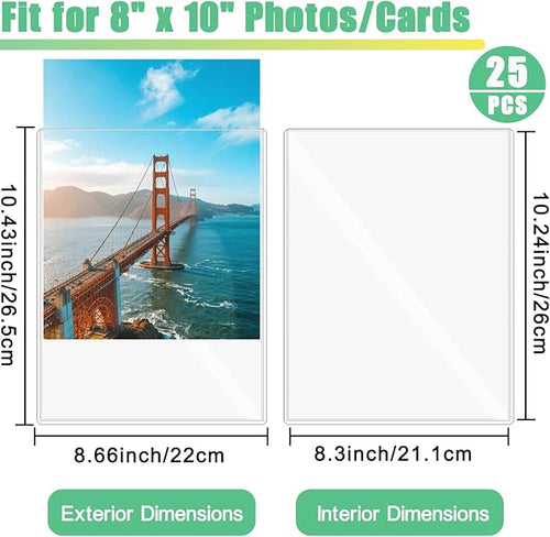 25PCS 8" x 10" Clear Rigid Card Sleeves – Waterproof Hard Plastic Protectors - Image 2