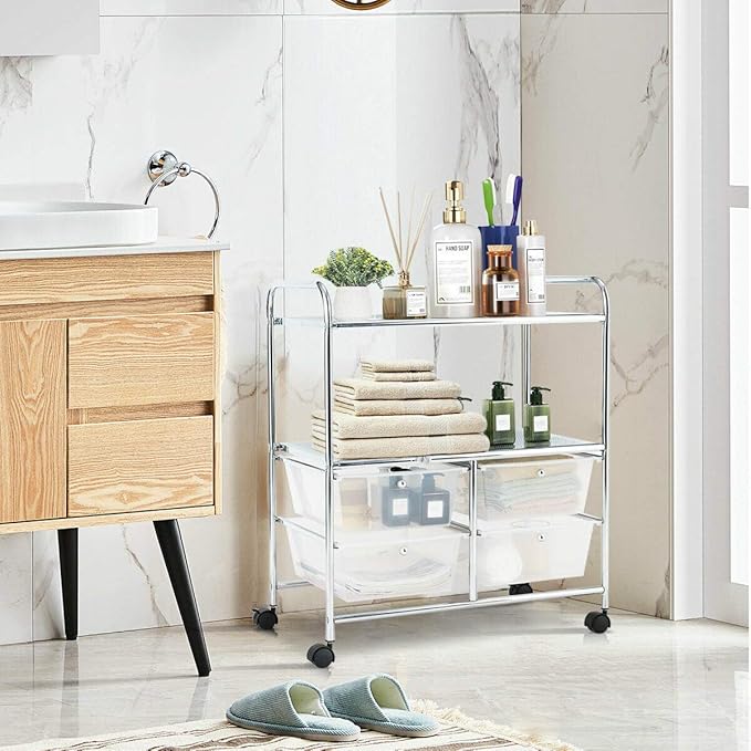Giantex Rolling Storage Cart w/ 4 Drawers 2 Shelves Metal Rack Shelf Home - Image 2