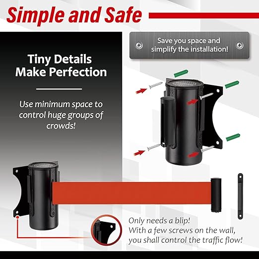 DuraSteel Wall Mount Crowd Control Retractable Belt Barrier - Image 5