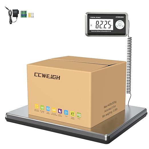 Shipping Scales 440lbs x 1.76oz Stainless Steel Large Platform, Small Business by CCWEIGH