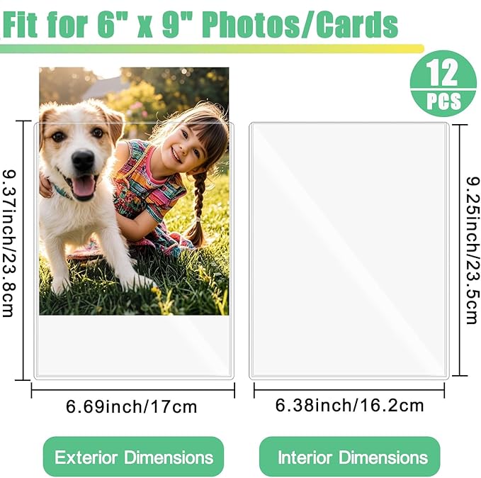 12PCS 6" x 9" Clear Rigid Card Sleeves – Waterproof Hard Plastic Protectors - Image 2