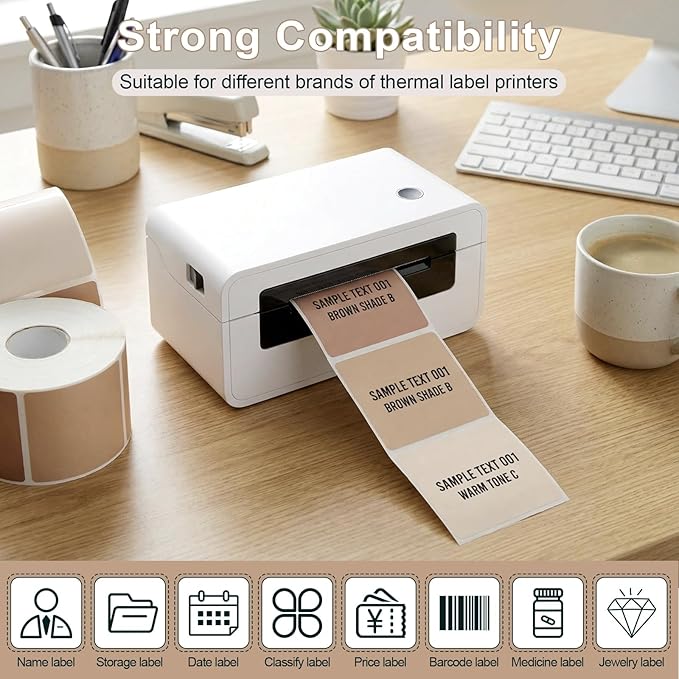 Ctosree 500 Pcs/ 1 Roll Thermal Sticker Labels Self Adhesive Direct Thermal - Image 5