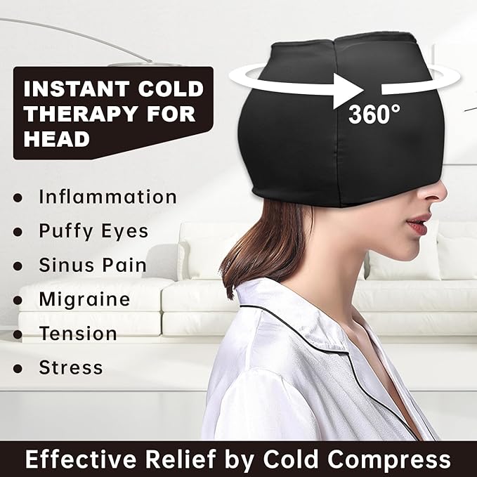 Migraine Relief Cap Headache Relief Cap Hat Head Ice Pack Wrap Migraine Cold - Image 2