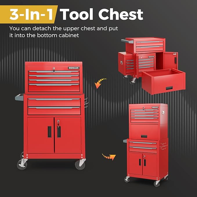 Goplus Tool Chest, 6 Drawers 3-in-1 Extra Large Tool Storage Cabinet - Image 4
