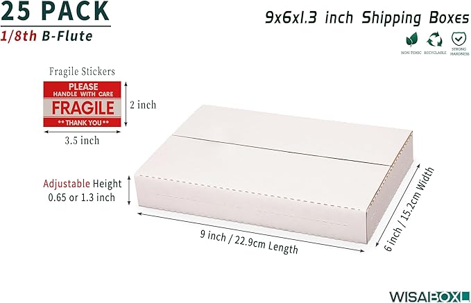 9x6x1.3 inch Shipping Boxes, Easy-Fold Multi-Depth DVD Mailer Box - Image 2