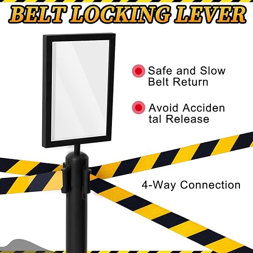 Therwen 6 Pack Heavy Duty Crowd Control Stanchions 9.8 ft Stainless Steel - Image 3