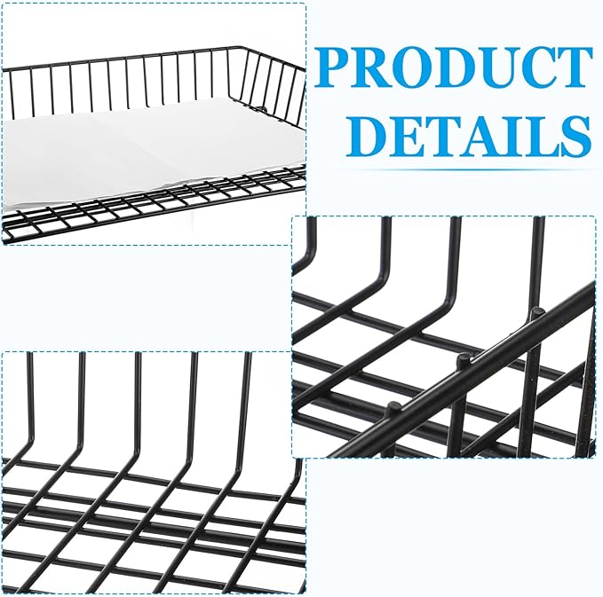 Hicarer 2 Pcs Metal Paper Tray 11 x 17 Inch Iron Wire Grid Desk File Document - Image 6
