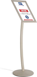 M&T Displays Curved Menu Board, 11x17 Pedestal Sign Holder White Pearlic Floor by MTDisplays