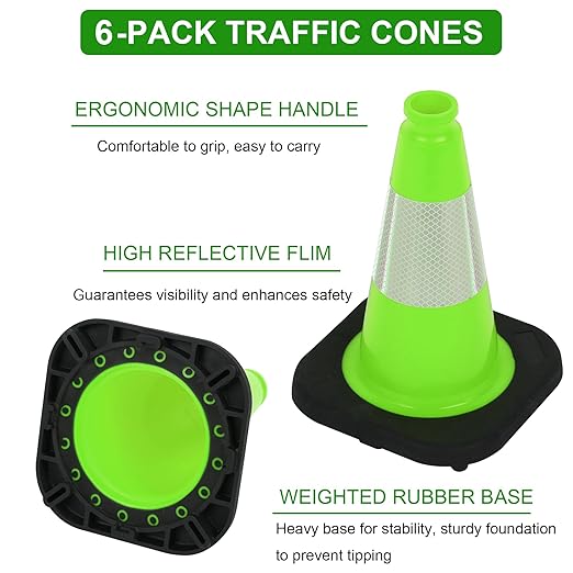 OrangeStar 12" Traffic Cones 6-Pack, Parking Lots, Construction, Indoor & - Image 2