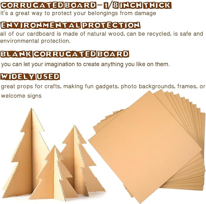 100 Pcs Corrugated Cardboard Sheets Set Corrugated Packaging Pads Paper Flat - Image 4