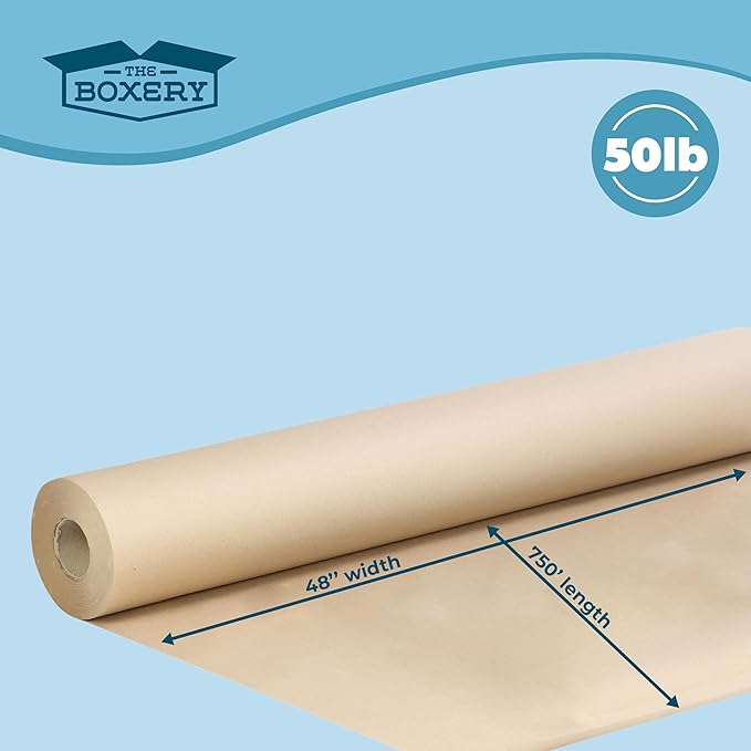 The Boxery Kraft/Brown Kraft Paper Roll, 48” x 9000”-50lb. Thickness, Heavy - Image 4