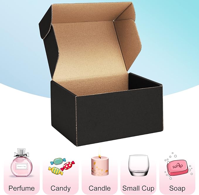 Shipping Boxes 6x4x3 inches Black Small Mailing Boxes 25 Pack Cardboard - Image 5