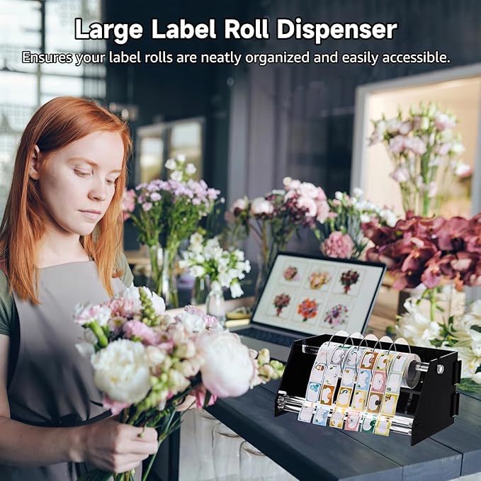Foldable Acrylic Label Roll Dispenser, Adjustable Black Label Organizer - Image 3