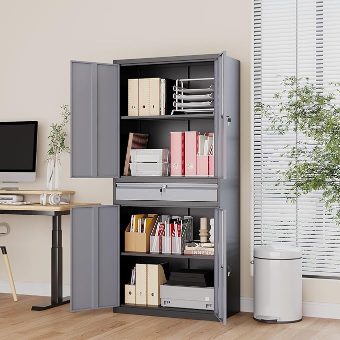 Metal Storage Cabinet with with Drawer, Garage Storage Cabinet with Locking - Image 8
