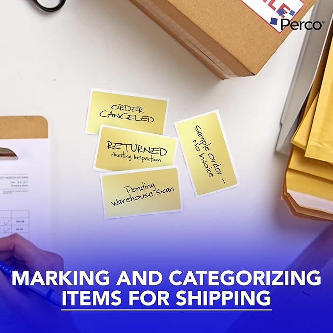 Perco Metallic Gold 3x5 Inch Perforated Sticker Labels — 150 Stickers Per Roll — - Image 6