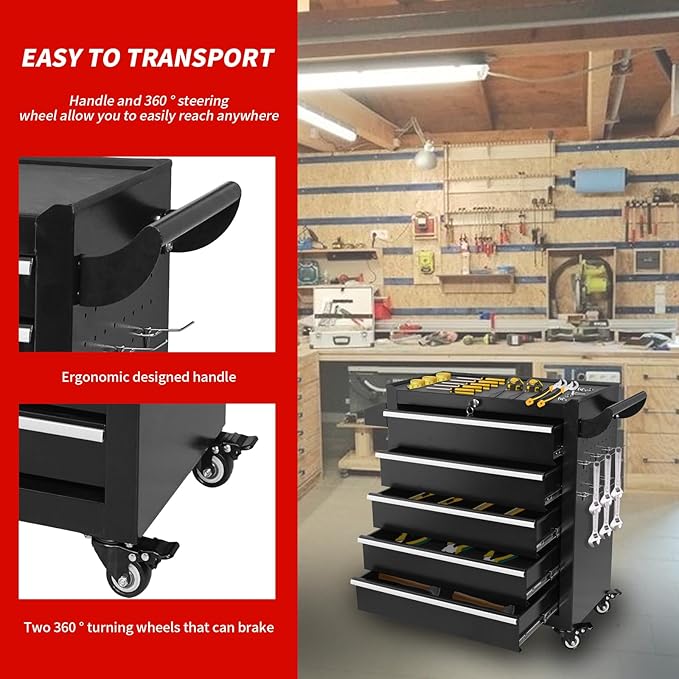 5-Drawer Tool Chest on Wheels, Rolling Metal Toolbox - Image 4