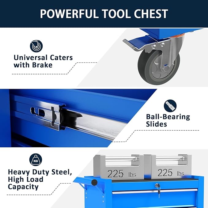 5-Drawer Metal Rolling Tool Chest - Image 5