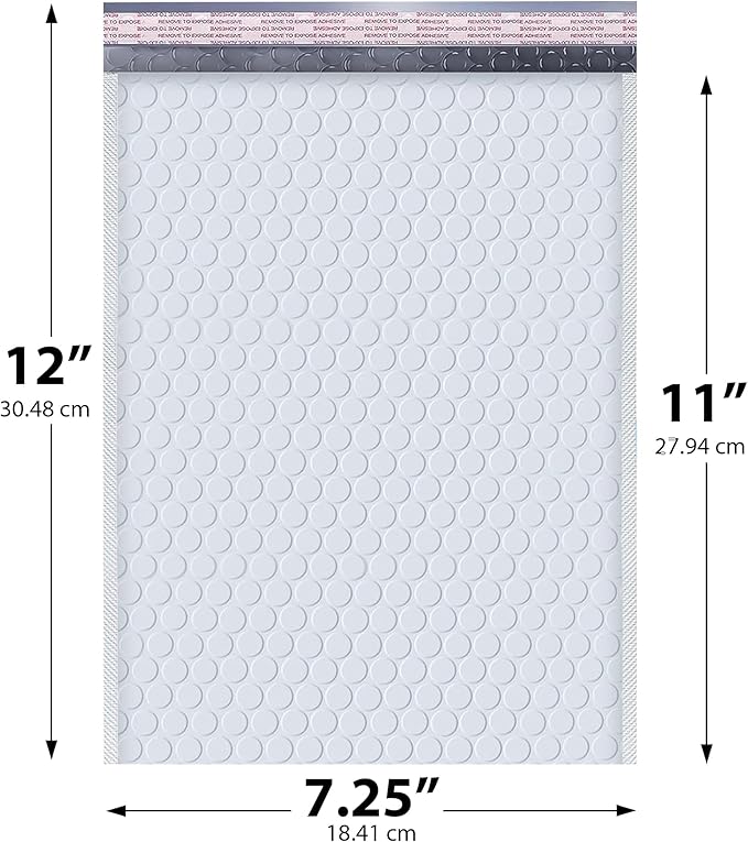 White Poly Bubble Mailers 7.25x12 inch #1 | Self Seal Padded Envelopes | - Image 2