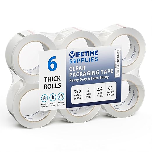 6 Rolls | 2.4 mil Clear | 65 Yards Each | 2" Premium Packing Tape Heavy Duty by TopSellingProducts