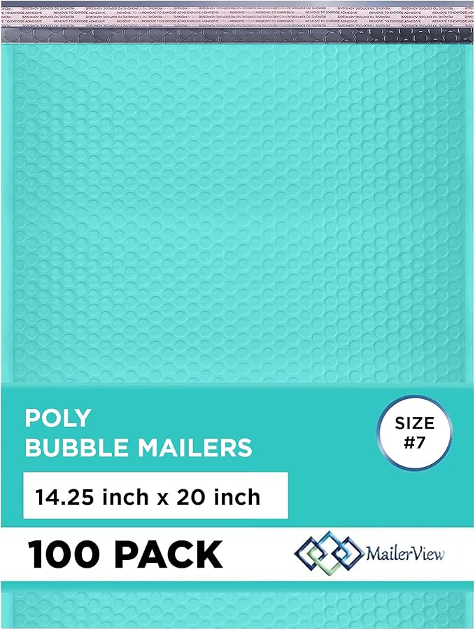 Teal Extra Large Poly Bubble Mailers 14.25x20 inch #7 | Self Seal Large Padded by MAILERVIEW