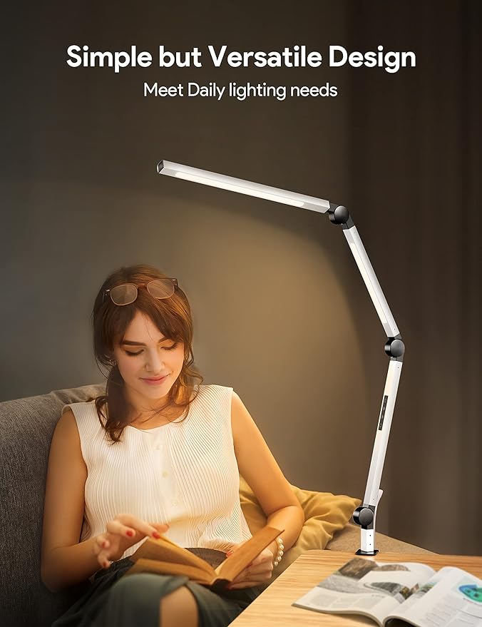 MediAcous LED Desk Lamp with Clamp, Dual Light Desk Lamp with Swing Arm - Image 5