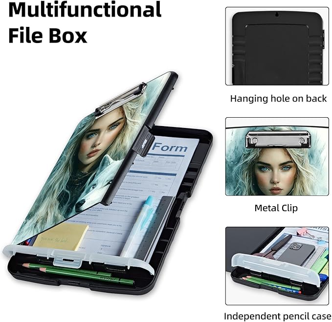 Clipboard with Storage Box & Pen Holder, Heavy Duty Clip Boards 8.5x11 - Image 3
