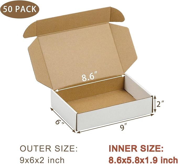 50 Pack 9x6x2 Inches Small Shipping Boxes, Moving Mailing Packing Box - Image 2