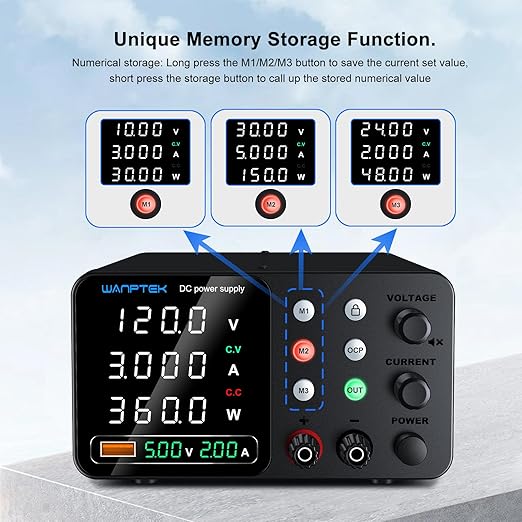 DC Power Supply Variable, 120V 3A Adjustable Switching Regulated Bench Power - Image 2