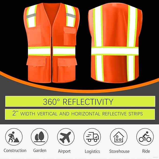BeautyWill 10/20 Pack Custom Logo Safety Vest, Bulk High Visibility Class 2 - Image 3