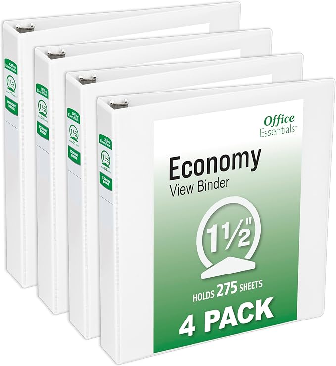 Office Essentials Economy View 3 Ring Binders, 1.5" Round Rings, 2.1" Spine by OfficeEssentials