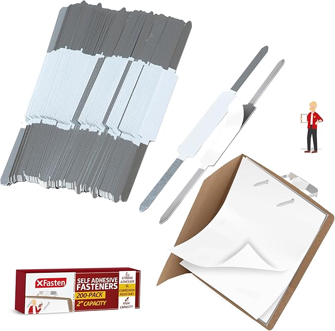 XFasten Self Adhesive Fasteners 2 Inch Capacity 200-Pack Archival-Grade Two by XFasten