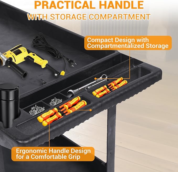 Industrial 2-Shelf Rolling Cart, 550 lbs Capacity Utility Cart - Image 5